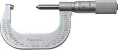 Starrett - 1 to 2" Range, Mechanical Screw Thread Micrometer - Plain Thimble, 0.001" Graduation, 0.004mm Accuracy - A1 Tooling