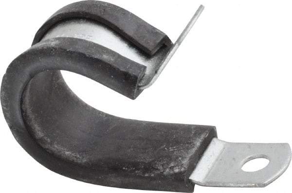 Made in USA - 3/4" Pipe, 3/4" Rod, Cushion Clamp - Gray & Black, Galvanized Steel & EPDM Cushion - A1 Tooling