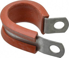 Made in USA - 3/4" Pipe, 3/4" Rod, Cushion Clamp - Gray & Red, Galvanized Steel & Silcone Cushion - A1 Tooling