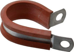 Made in USA - 1" Pipe, 1" Rod, Cushion Clamp - Gray & Red, Galvanized Steel & Silcone Cushion - A1 Tooling