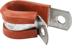 Made in USA - 1/2" Pipe, 1/2" Rod, Cushion Clamp - Gray & Red, Galvanized Steel & Silcone Cushion - A1 Tooling