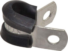 Made in USA - 1/4" Pipe, 1/4" Rod, Cushion Clamp - Gray & Black, Grade 304 Stainless Steel & EPDM Cushion - A1 Tooling