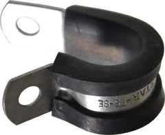 Made in USA - 1/2" Pipe, 1/2" Rod, Cushion Clamp - Gray & Black, Grade 304 Stainless Steel & EPDM Cushion - A1 Tooling