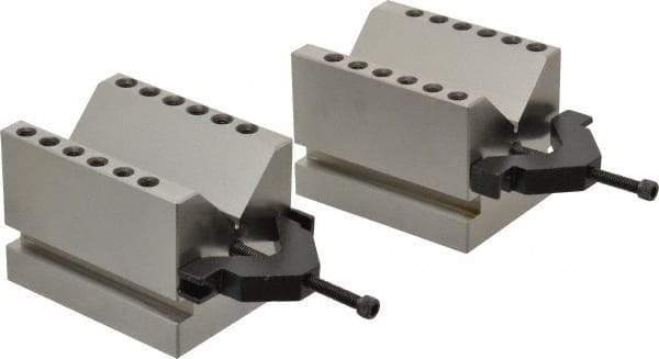 SPI - 2-1/4" Max Capacity, 90° Angle, Hardened Steel V-Block - 4" Long x 3" Wide x 3" High, Sold as Matched Pair - A1 Tooling