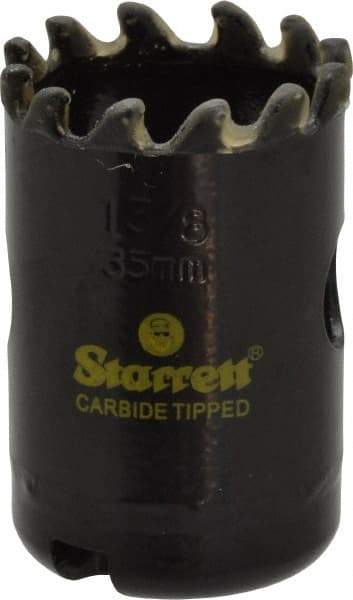 Starrett - 1-3/8" Diam, 1-5/8" Cutting Depth, Hole Saw - Carbide-Tipped Saw, Toothed Edge - A1 Tooling