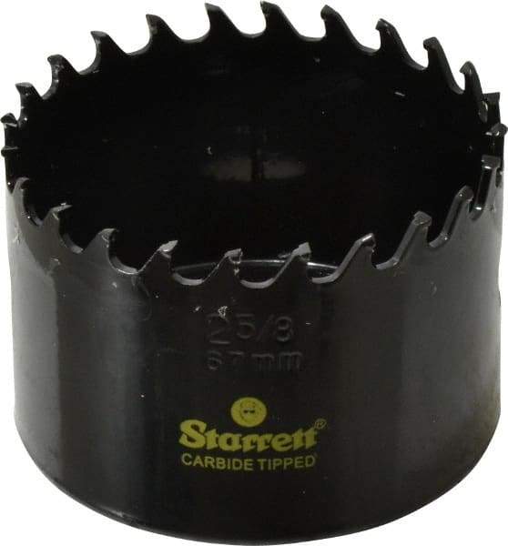 Starrett - 2-5/8" Diam, 1-5/8" Cutting Depth, Hole Saw - Carbide-Tipped Saw, Toothed Edge - A1 Tooling