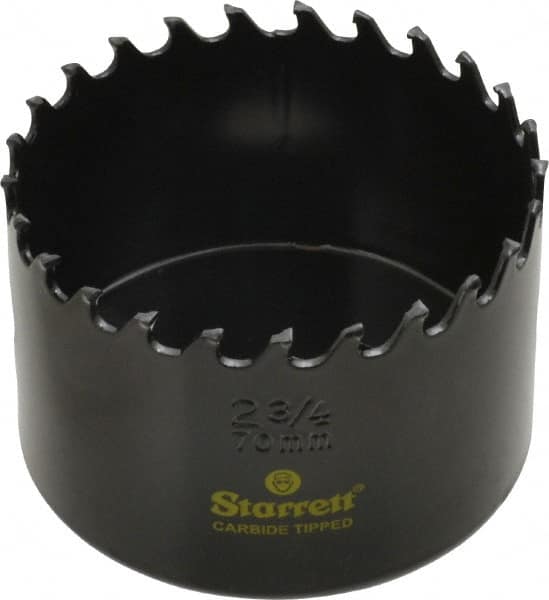 Starrett - 2-3/4" Diam, 1-5/8" Cutting Depth, Hole Saw - Carbide-Tipped Saw, Toothed Edge - A1 Tooling