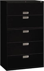 Hon - 42" Wide x 67" High x 19-1/4" Deep, 5 Drawer Roll-Out, Roll-Out Posting - Steel, Black - A1 Tooling