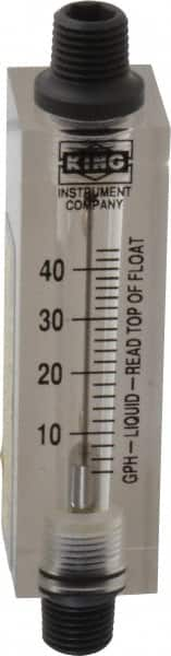 King - 1/4" FNPT Port Block Style, Inline Flowmeter - 100 Max psi, 44 GPH, Acrylic - A1 Tooling