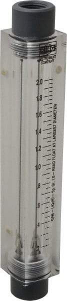 King - 1/2" FNPT Port Block Style, Inline Flowmeter - 100 Max psi, 2 GPM, Acrylic - A1 Tooling