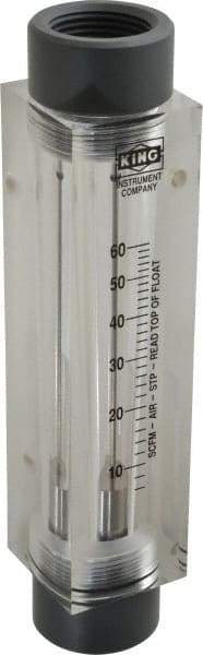 King - 1" FNPT Port Block Style, Inline Flowmeter - 125 Max psi, 60 SCFM, Acrylic - A1 Tooling