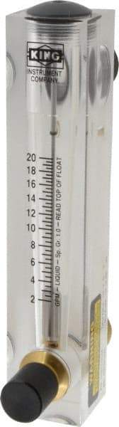 King - 1" M Port Block Style Panel Mount Flowmeter - 100 Max psi, 20 GPM, Acrylic - A1 Tooling