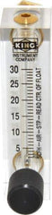 King - 1/4" F Port Block Style, Panel Mount Flowmeter - 125 Max psi, 30 SCFH, Acrylic - A1 Tooling