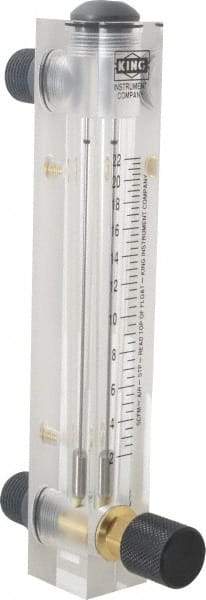 King - 1/2" M Port Block Style, Panel Mount Flowmeter - 125 Max psi, 22 SCFM, Acrylic - A1 Tooling