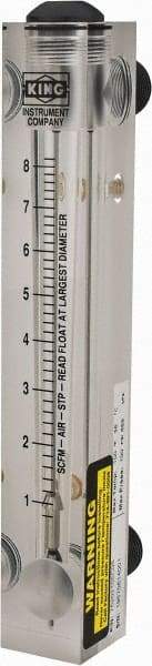 King - 1/2" M Port Block Style, Panel Mount Flowmeter - 125 Max psi, 8.2 SCFM, Acrylic - A1 Tooling