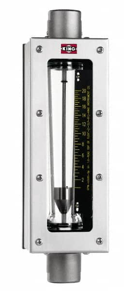 King - 2" FNPT Port Glass Tube/Stainless Case Flowmeter - 125 Max psi, 116 GPM, 304 Stainless Steel - A1 Tooling