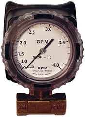 Made in USA - 1/2" NPT Port RCM Industries Flo-Gage Flowmeter - 180 Max psi, 0.5 to 4 GPM, Bronze - A1 Tooling