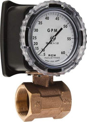 Made in USA - 1-1/2" NPT Port RCM Industries Flo-Gage Flowmeter - 180 Max psi, 5 to 60 GPM, Bronze - A1 Tooling