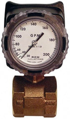 Made in USA - 2" NPT Port RCM Industries Flo-Gage Flowmeter - 180 Max psi, 30 to 200 GPM, Bronze - A1 Tooling