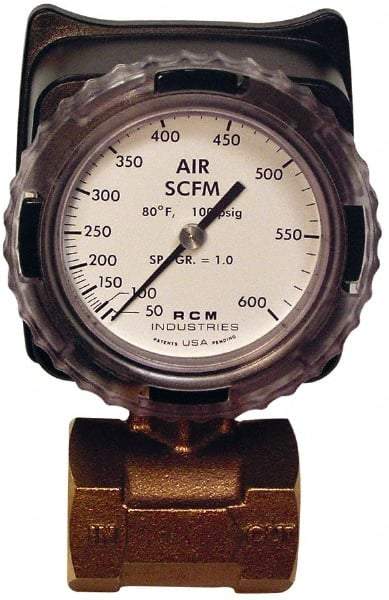 Made in USA - 1-1/2" NPT Port RCM Industries Flo-Gage Flowmeter - 180 Max psi, Bronze - A1 Tooling