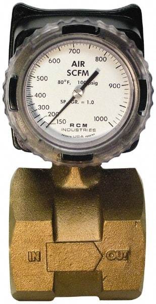 Made in USA - 3" NPT Port RCM Industries Flo-Gage Flowmeter - 180 Max psi, Bronze - A1 Tooling