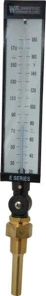 WGTC - 20 to 180°F, Industrial Thermometer with Standard Thermowell - 3-1/2 Inch Stem Length, 1-1/4 to 18 Inch Thread - A1 Tooling