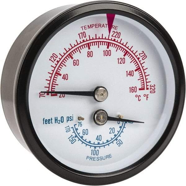 ENFM - 2-1/2" Dial, 1/4 Thread, Pressure Gauge - Center Back Connection Mount - A1 Tooling