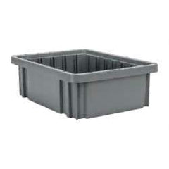 Quantum Storage - 50 Lb Load Capacity Gray Polypropylene Dividable Container - Stacking, 10.9" Long x 8.3" Wide x 3-1/2" High - A1 Tooling