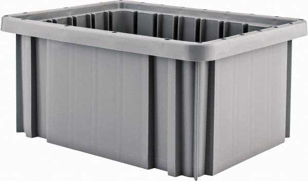 Quantum Storage - 50 Lb Load Capacity Gray Polypropylene Dividable Container - Stacking, 10.9" Long x 8.3" Wide x 5" High - A1 Tooling