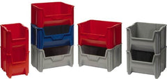 Quantum Storage - 75 Lb. Load Capacity, 17-1/2" Deep, Red Polyethylene Hopper Stacking Bin - 12-1/2" High x 16-1/2" Wide x 17-1/2" Long - A1 Tooling