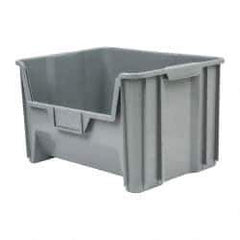 Quantum Storage - 75 Lb. Load Capacity, 15-1/4" Deep, Gray Polyethylene Hopper Stacking Bin - 12-7/16" High x 19-7/8" Wide x 15-1/4" Long - A1 Tooling