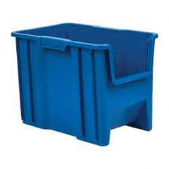 Quantum Storage - 75 Lb. Load Capacity, 17-1/2" Deep, Blue Polyethylene Hopper Stacking Bin - 12-1/2" High x 10-7/8" Wide x 17-1/2" Long - A1 Tooling