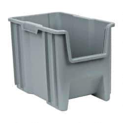 Quantum Storage - 75 Lb. Load Capacity, 17-1/2" Deep, Gray Polyethylene Hopper Stacking Bin - 12-1/2" High x 10-7/8" Wide x 17-1/2" Long - A1 Tooling