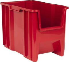 Quantum Storage - 75 Lb. Load Capacity, 17-1/2" Deep, Red Polyethylene Hopper Stacking Bin - 12-1/2" High x 10-7/8" Wide x 17-1/2" Long - A1 Tooling