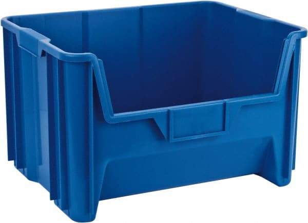 Quantum Storage - 75 Lb. Load Capacity, 15-1/4" Deep, Blue Polyethylene Hopper Stacking Bin - 12-7/16" High x 19-7/8" Wide x 15-1/4" Long - A1 Tooling