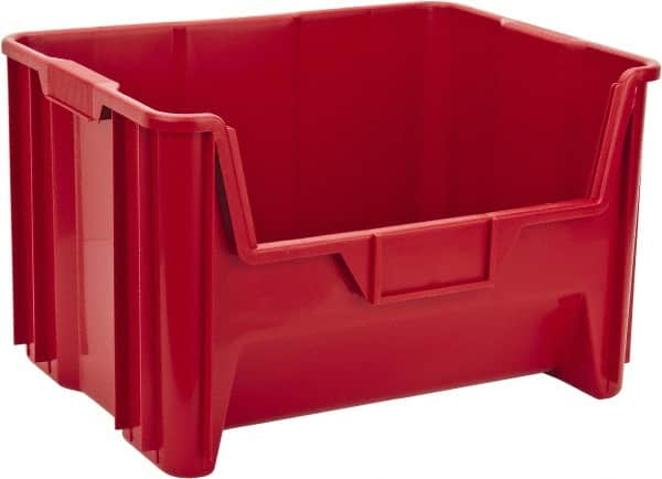 Quantum Storage - 75 Lb. Load Capacity, 15-1/4" Deep, Red Polyethylene Hopper Stacking Bin - 12-7/16" High x 19-7/8" Wide x 15-1/4" Long - A1 Tooling