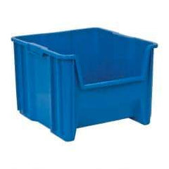 Quantum Storage - 75 Lb. Load Capacity, 17-1/2" Deep, Blue Polyethylene Hopper Stacking Bin - 12-1/2" High x 16-1/2" Wide x 17-1/2" Long - A1 Tooling