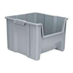 Quantum Storage - 75 Lb. Load Capacity, 17-1/2" Deep, Gray Polyethylene Hopper Stacking Bin - 12-1/2" High x 16-1/2" Wide x 17-1/2" Long - A1 Tooling