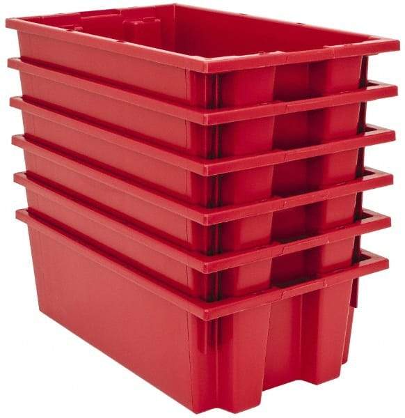 Quantum Storage - 75 Lb Load Capacity Red Polyethylene Tote Container - Stacking, Nesting, 18" Long x 11" Wide x 6" High - A1 Tooling