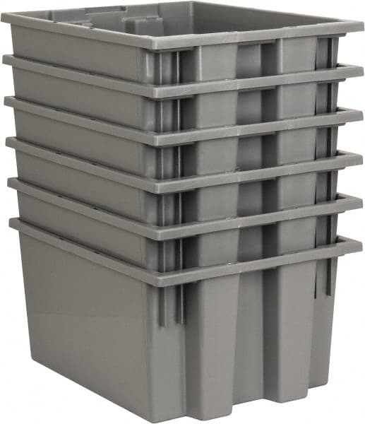 Quantum Storage - 75 Lb Load Capacity Gray Polyethylene Tote Container - Stacking, Nesting, 19-1/2" Long x 15-1/2" Wide x 10" High - A1 Tooling