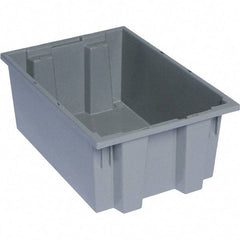 Quantum Storage - 75 Lb Load Capacity Gray Polyethylene Tote Container - Stacking, Nesting, 19-1/2" Long x 13-1/2" Wide x 8" High - A1 Tooling