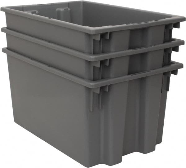 Quantum Storage - 100 Lb Load Capacity Gray Polyethylene Tote Container - Stacking, Nesting, 23-1/2" Long x 15-1/2" Wide x 12" High - A1 Tooling