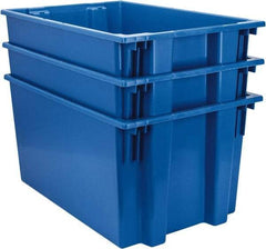 Quantum Storage - 100 Lb Load Capacity Blue Polyethylene Tote Container - Stacking, Nesting, 29-1/2" Long x 19-1/2" Wide x 15" High - A1 Tooling