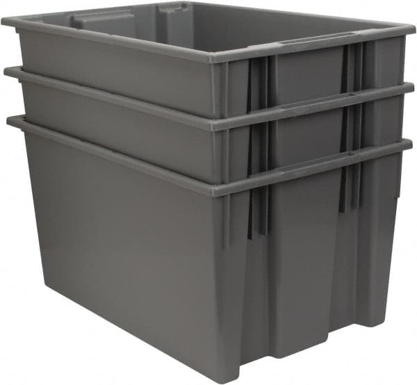 Quantum Storage - 100 Lb Load Capacity Gray Polyethylene Tote Container - Stacking, Nesting, 29-1/2" Long x 19-1/2" Wide x 15" High - A1 Tooling