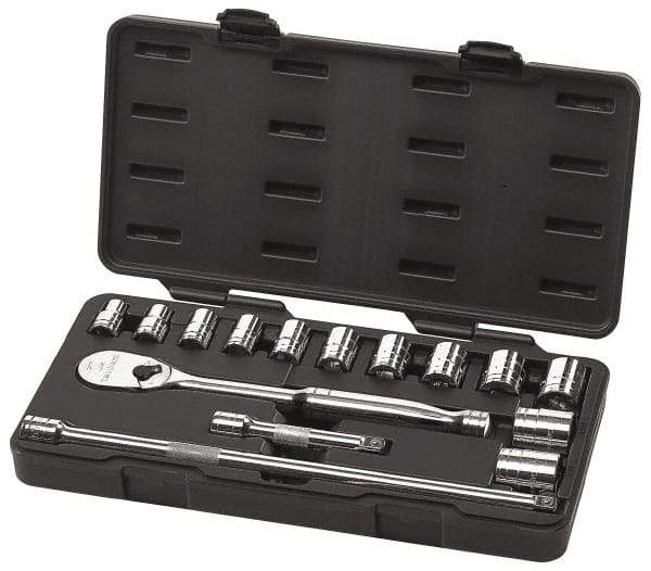 GearWrench - 15 Piece 1/2" Drive Socket Set - 6 Points, 7/16" to 1-1/8" Range, Inch Measurement Standard - A1 Tooling