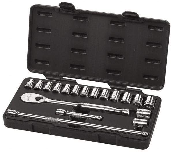 GearWrench - 18 Piece 1/2" Drive Socket Set - 6 Points, 10mm to 24mm Range, Metric Measurement Standard - A1 Tooling