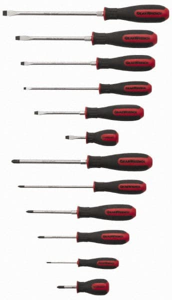 GearWrench - 12 Piece Phillips & Slotted Screwdriver Set - Bit Sizes: Philips #0 to #3, Tip Thickness: 1/4, 3/16, 5/16 & 3/8 - A1 Tooling