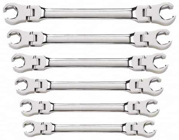 GearWrench - 6 Piece, 9mm x 11mm to 19mm x 21mm, 6 Point Flare Nut Wrench Set - Metric Measurement Standard, Full Polish Finish - A1 Tooling