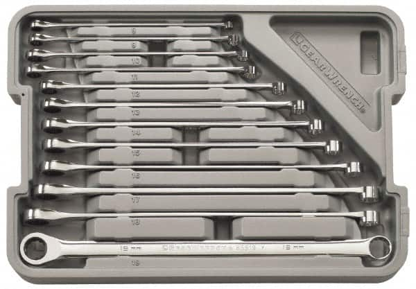 GearWrench - 12 Piece, 8mm to 19mm, 12 Point Ratcheting Box Wrench Set - Metric Measurement Standard, Full Polish Finish, Comes in Molded Case - A1 Tooling