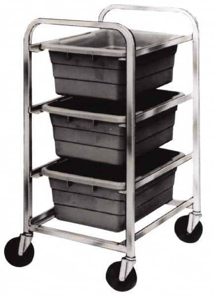 Quantum Storage - 3 Bin Cross Stack Tub Rack - 19 Inch Overall Width x 27 Inch Overall Depth x 41 Inch Overall Height, White High Impact Polyethylene Bins - A1 Tooling